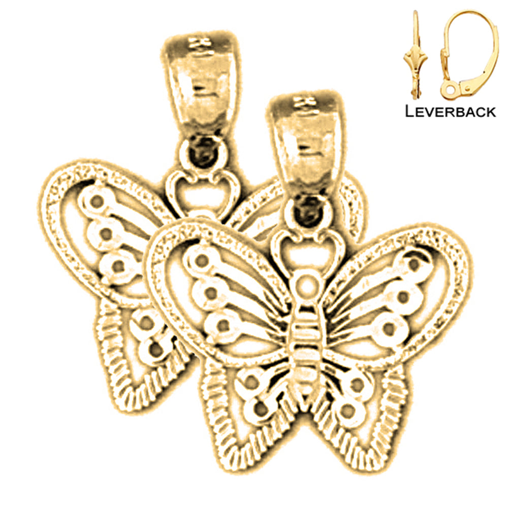 14K oder 18K Gold 19mm Schmetterling Ohrringe