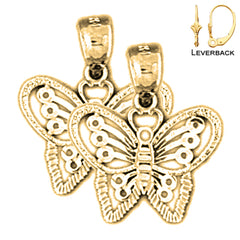 Sterling Silver 19mm Butterfly Earrings (White or Yellow Gold Plated)