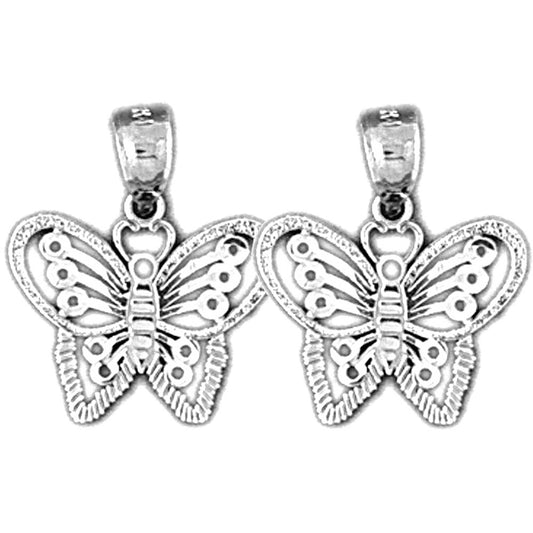 Sterling Silver 19mm Butterfly Earrings