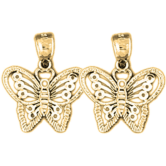 Yellow Gold-plated Silver 19mm Butterfly Earrings