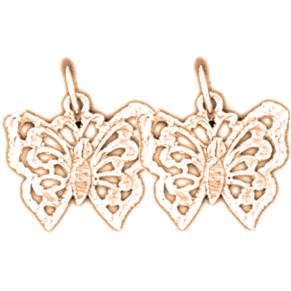 14K or 18K Gold 14mm Butterfly Earrings