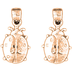 14K or 18K Gold 19mm Ladybug Earrings