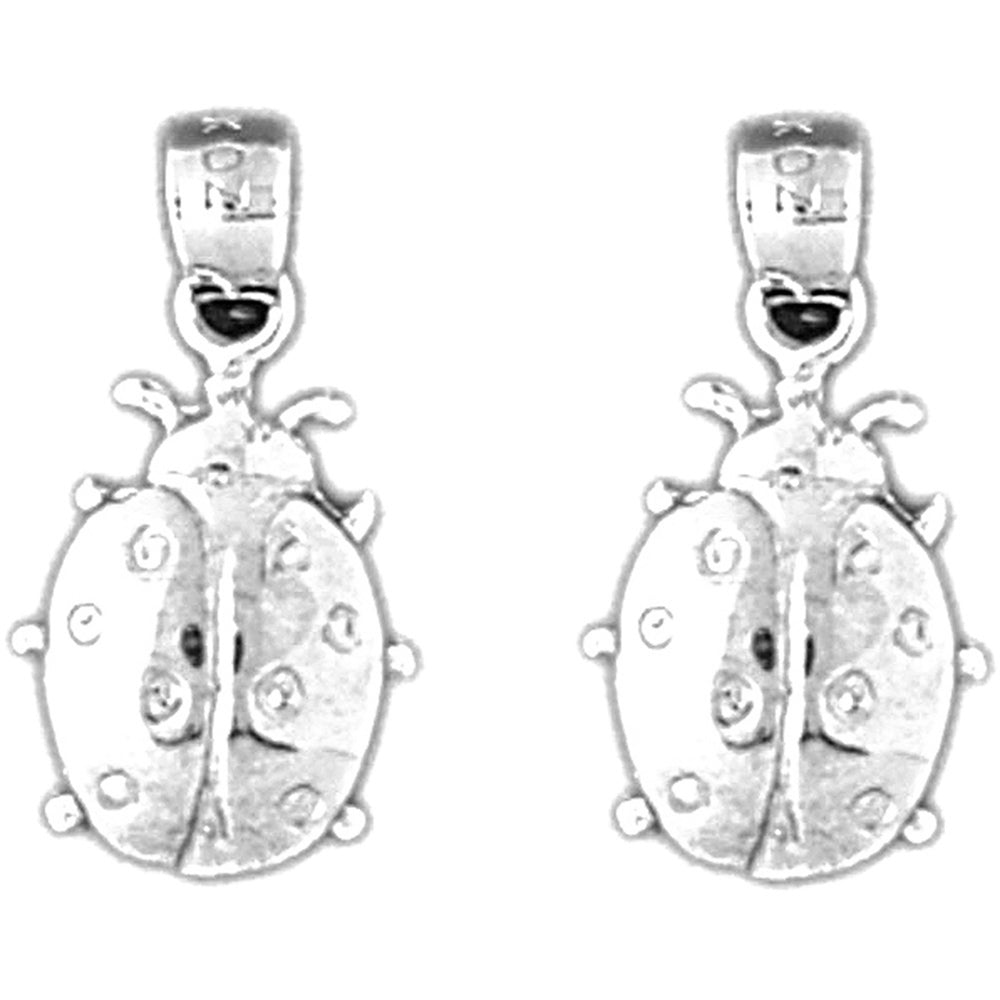 Sterling Silver 19mm Ladybug Earrings