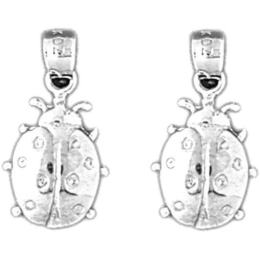 Sterling Silver 19mm Ladybug Earrings