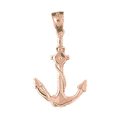 14K or 18K Gold Anchor With Rope Pendant