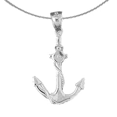 14K or 18K Gold Anchor With Rope Pendant