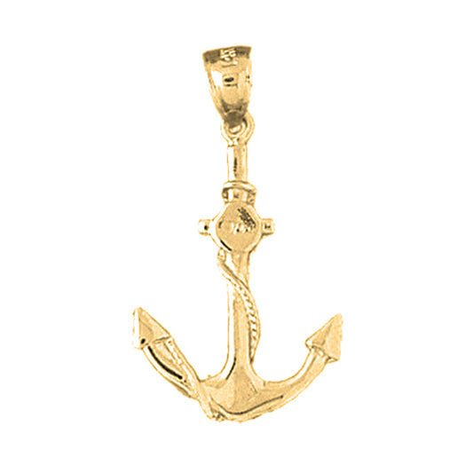 14K or 18K Gold Anchor With Rope Pendant