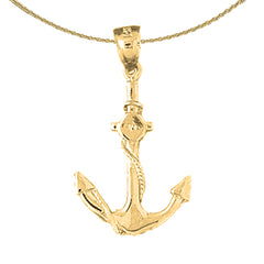 14K or 18K Gold Anchor With Rope Pendant