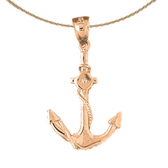 14K or 18K Gold Anchor With Rope Pendant