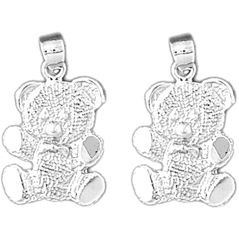Sterling Silver 22mm Teddy Bear Earrings