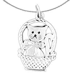 14K or 18K Gold Cat In Basket Pendant