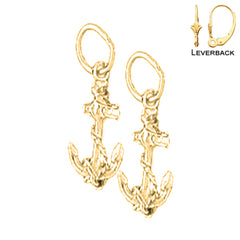 Sterling Silver 18mm Anchor With Rope Earrings (White or Yellow Gold Plated)