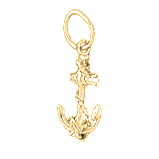 14K or 18K Gold Anchor With Rope Pendant