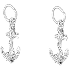 Sterling Silver 18mm Anchor With Rope Earrings
