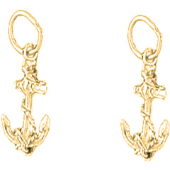 Yellow Gold-plated Silver 18mm Anchor With Rope Earrings