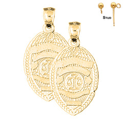 Ohrringe mit Polizeiabzeichen aus 14 Karat oder 18 Karat Gold