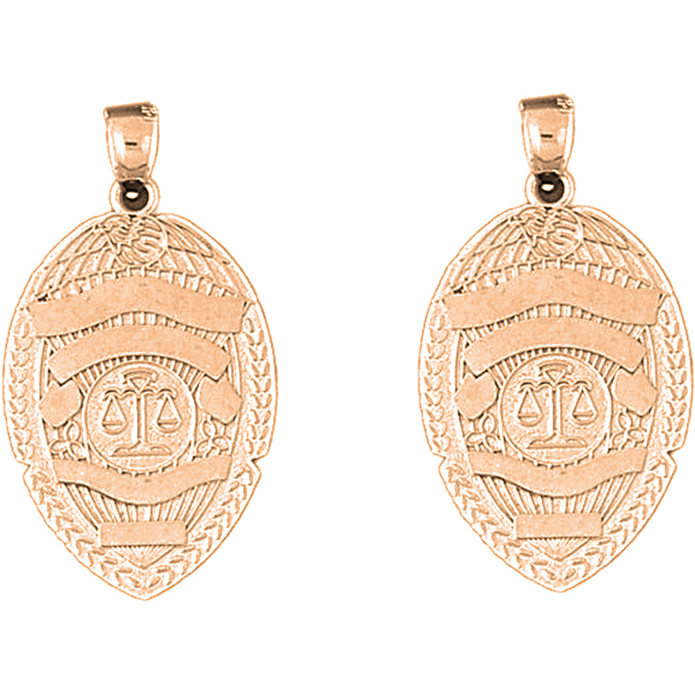 14K or 18K Gold 34mm Police Badge Earrings