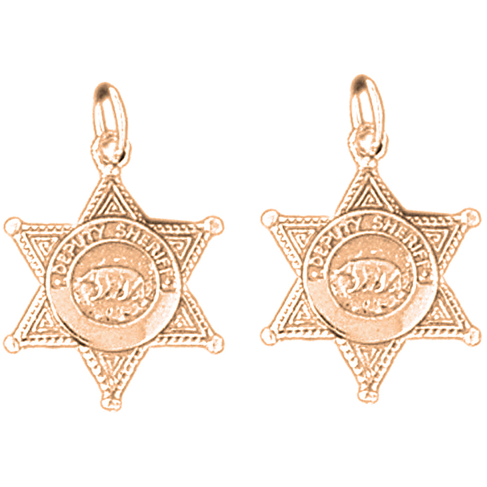 14K or 18K Gold 22mm Police Badge Earrings