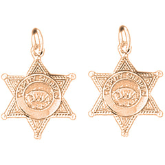 14K or 18K Gold 22mm Police Badge Earrings