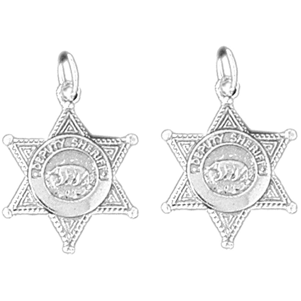 Sterling Silver 22mm Police Badge Earrings