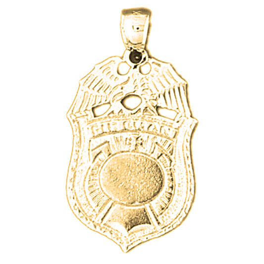14K or 18K Gold Fireman Badge Pendant