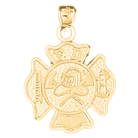 14K or 18K Gold Fire Department Badge Pendant