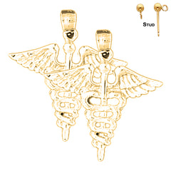 14K or 18K Gold Caduceus Earrings