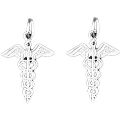 Sterling Silver 22mm Caduceus Earrings