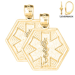 Pendientes de plata de ley con símbolo de estrella de la vida hexagonal de 21 mm (chapados en oro blanco o amarillo)