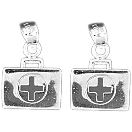 Sterling Silver 17mm 3D Medical Bag Earrings