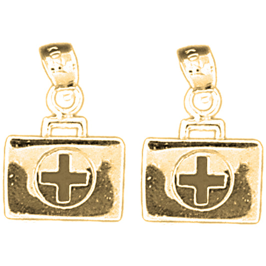 Yellow Gold-plated Silver 17mm 3D Medical Bag Earrings