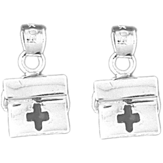 Sterling Silver 16mm 3D Medical Bag Earrings