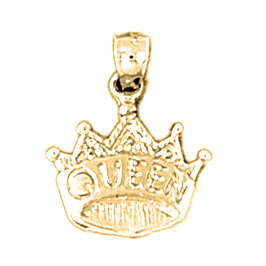 14K or 18K Gold Queen Crown Pendant