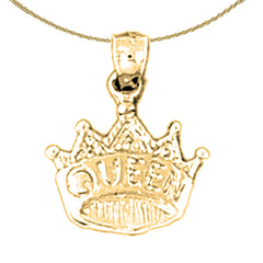 Colgante de corona de reina de oro de 14 quilates o 18 quilates