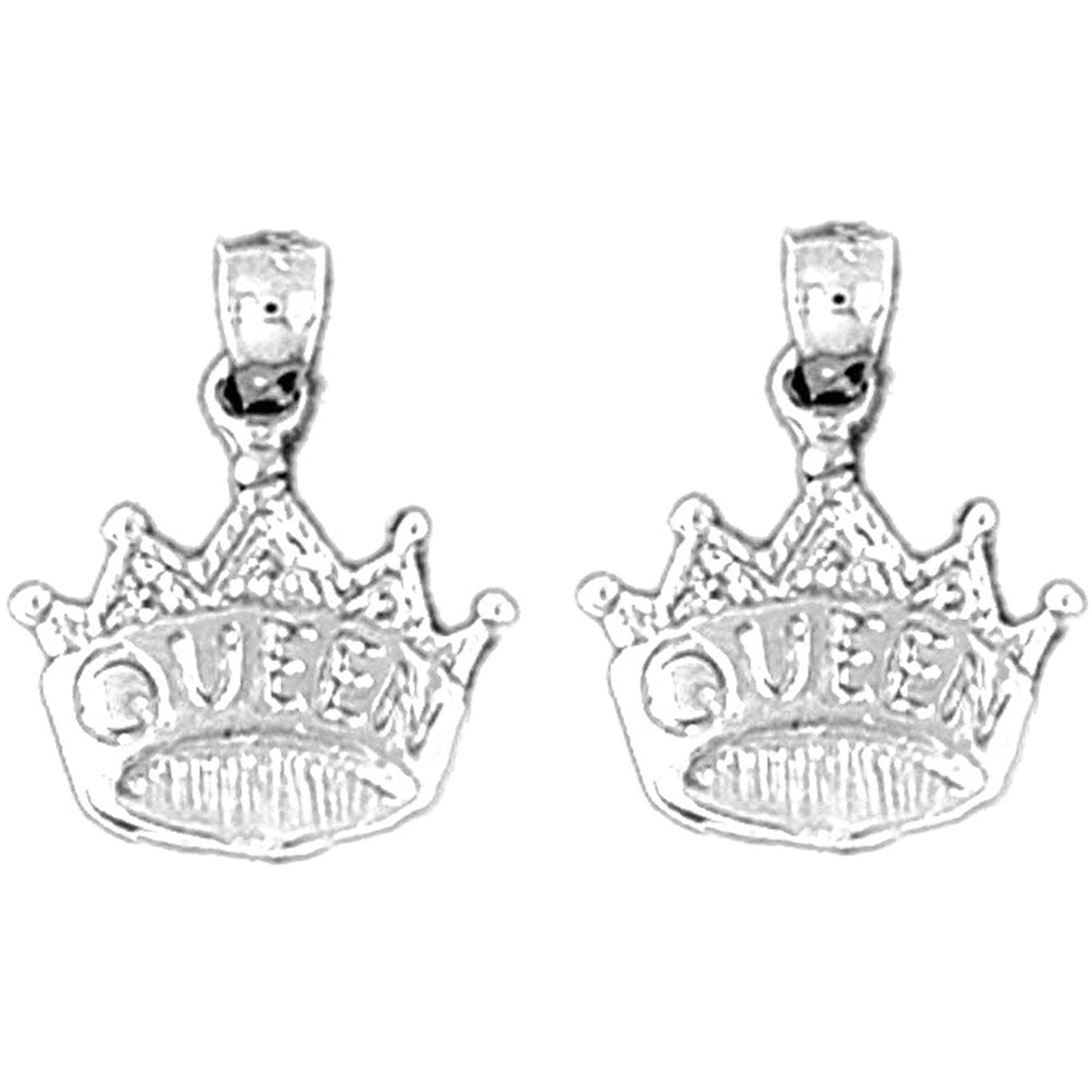 Sterling Silver 18mm Queen Crown Earrings
