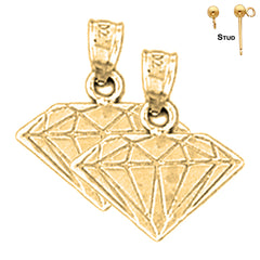Sterling Silver 18mm Diamond Earrings (White or Yellow Gold Plated)