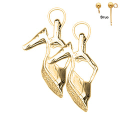 Sterling Silver 28mm 3D High Heel Earrings (White or Yellow Gold Plated)