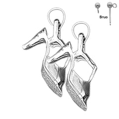 Sterling Silver 28mm 3D High Heel Earrings (White or Yellow Gold Plated)