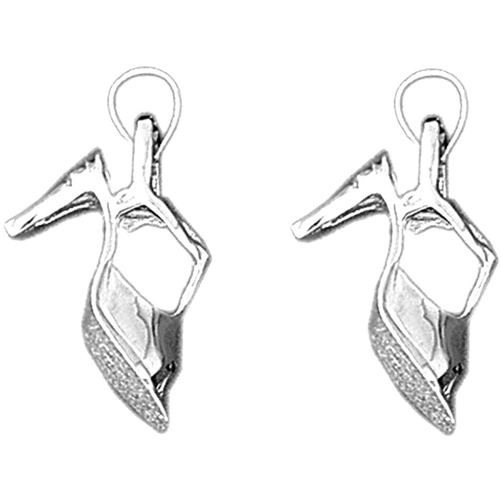 Sterling Silver 28mm 3D High Heel Earrings
