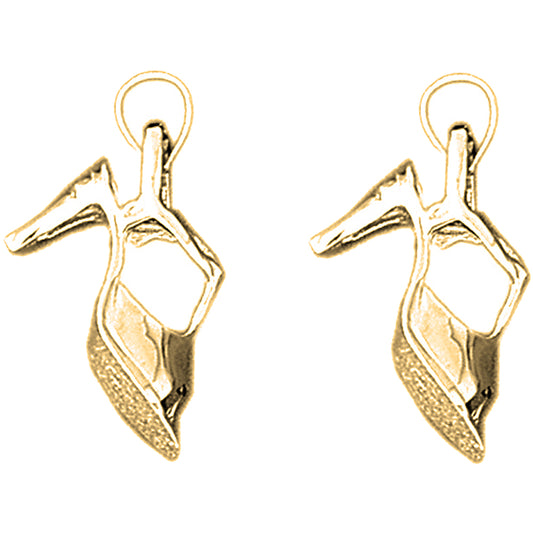 Yellow Gold-plated Silver 28mm 3D High Heel Earrings