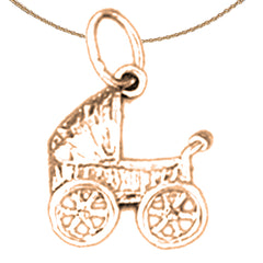 14K or 18K Gold Baby Carriage Pendant