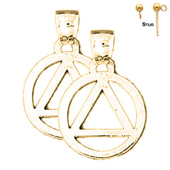 Sterling Silver 24mm Triangle in Circle Earrings (White or Yellow Gold Plated)