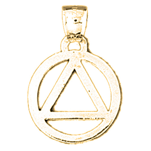 14K or 18K Gold Triangle in Circle Pendant