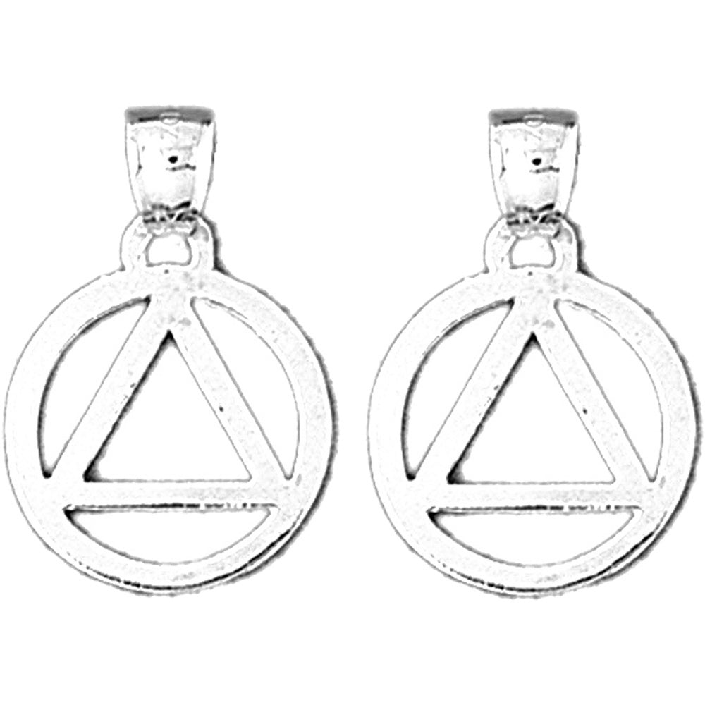 14K or 18K Gold 24mm Triangle in Circle Earrings