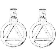 Sterling Silver 24mm Triangle in Circle Earrings