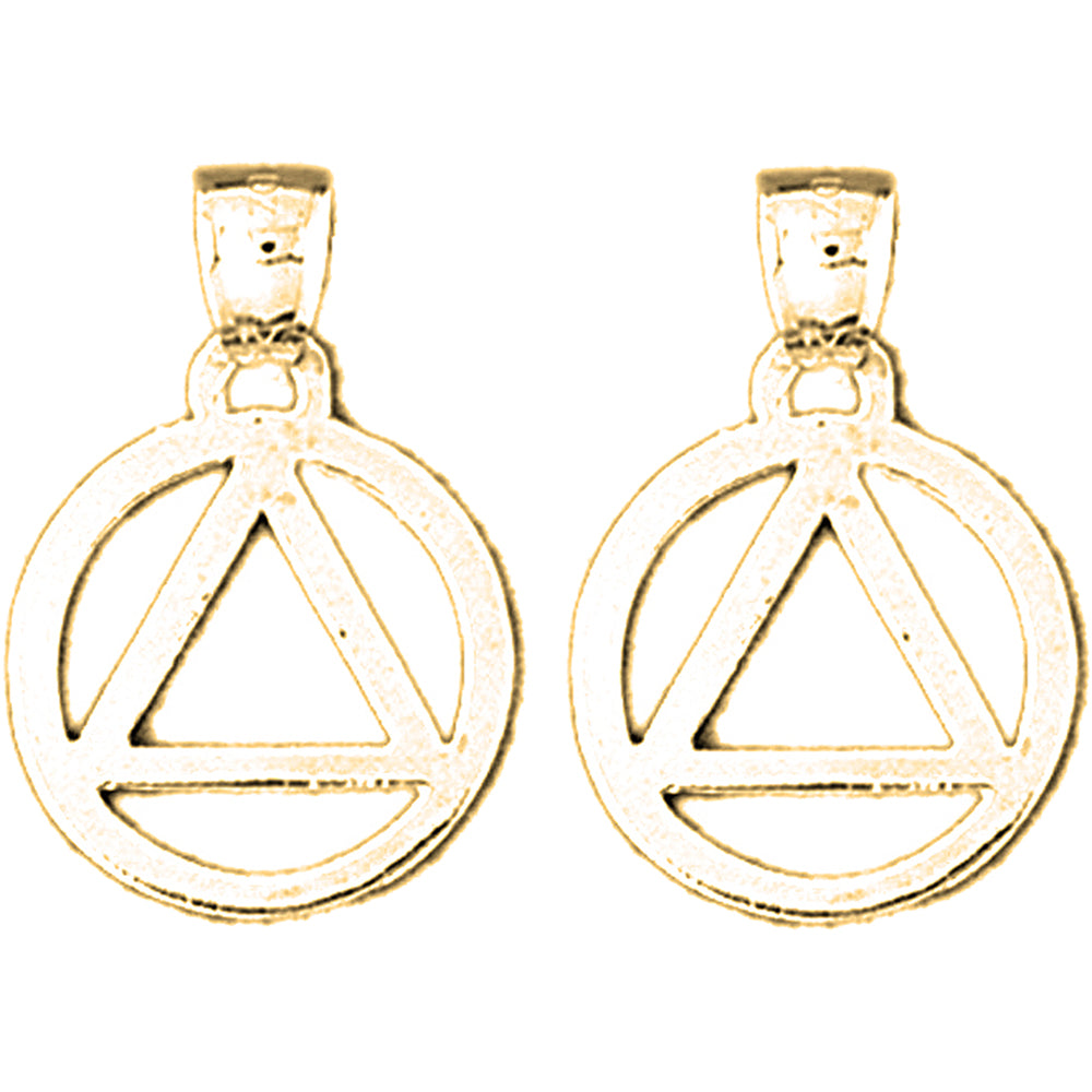 14K or 18K Gold 24mm Triangle in Circle Earrings