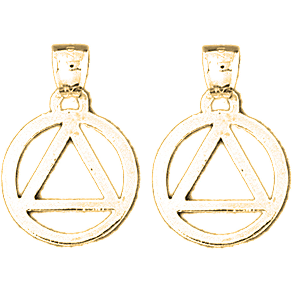Yellow Gold-plated Silver 24mm Triangle in Circle Earrings