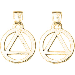 Yellow Gold-plated Silver 24mm Triangle in Circle Earrings