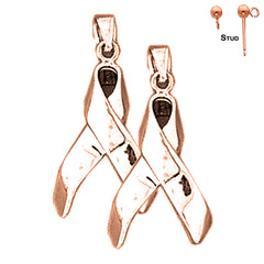 14K or 18K Gold 3D Cancer Awareness Ribbon Earrings