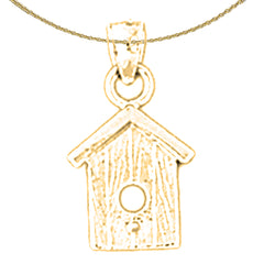 14K or 18K Gold Bird House Pendant